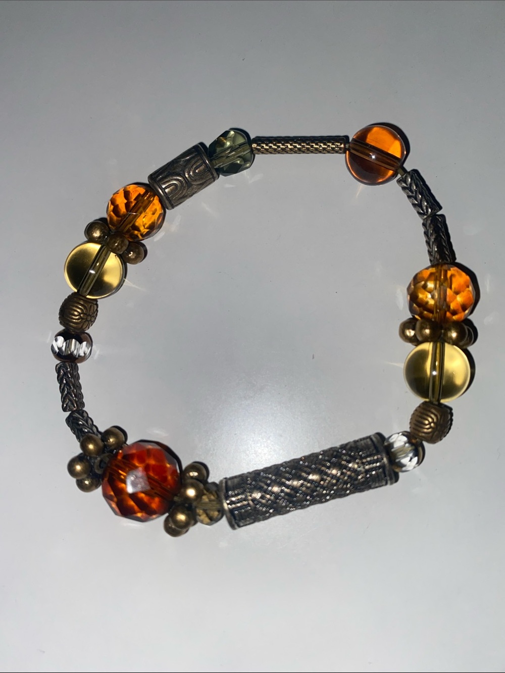 Handcrafted Amber Glass Beaded Bracelet - Women Jewelry